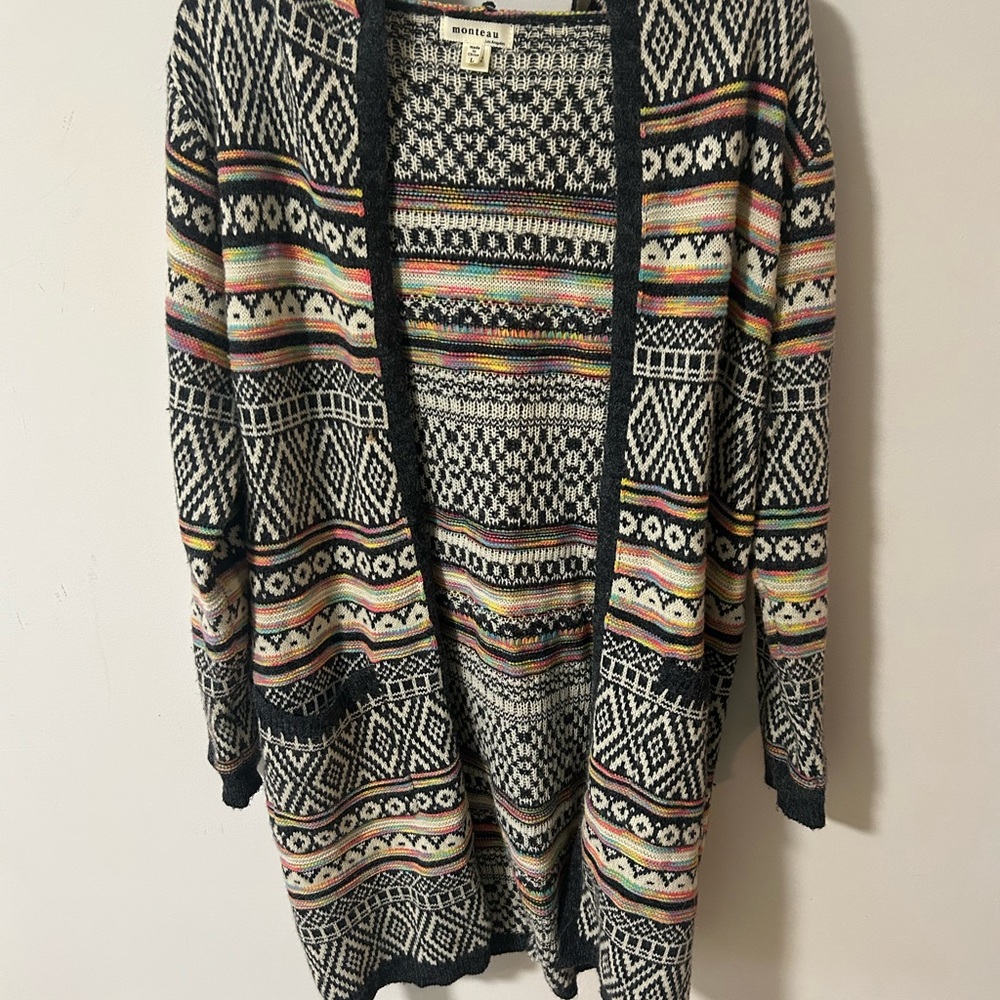 Monteau Multicolor Patterned Cardigan